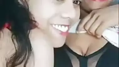 Two girls record their desi lesbian porn during a live show