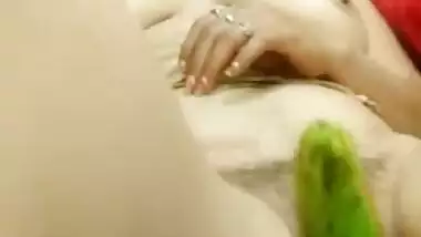 Desi model sleeps but cameraman puts zucchini In XXX slit doing her hard