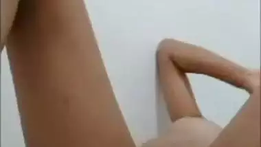 Horny girlfriend spreading legs and pussy show to lover