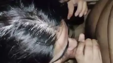 Hot girl in blanket gives blowjob to her boyfriend